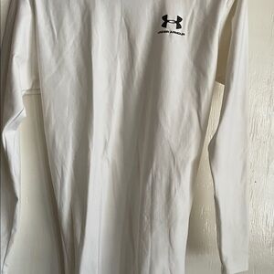 Under Armour White Long Sleeve Performance Tee with Black Logo